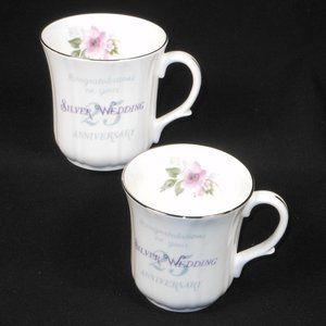 2 coffee mugs. Duchess UK Gillian for 25th wedding anniersary